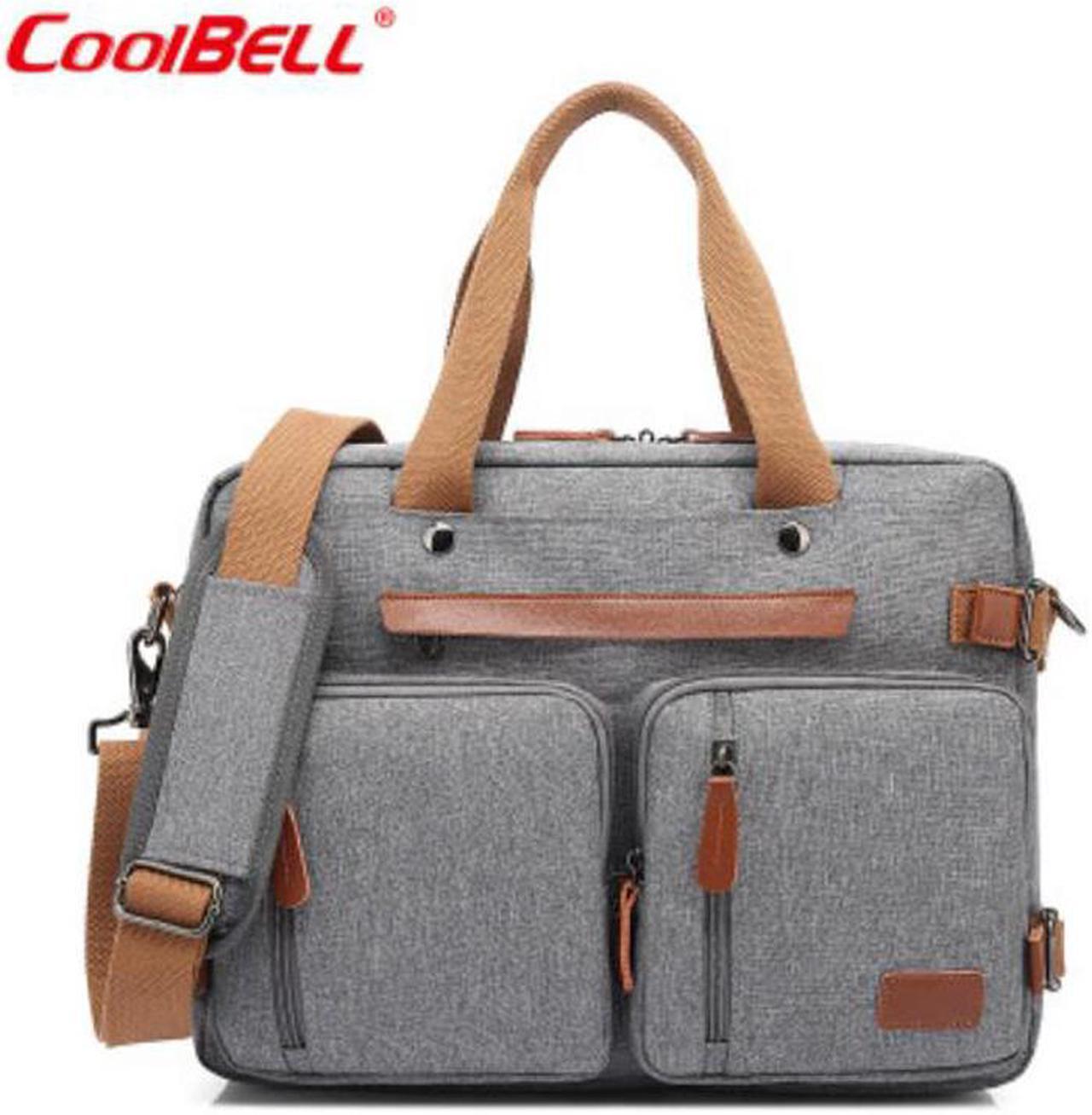 Jansicotek Convertible Backpack Messenger Bag 15.6 Inch Laptop Shoulder Bag Business Briefcase Extra Large Multi-Functional Travel Computer Bag for Men, Gray