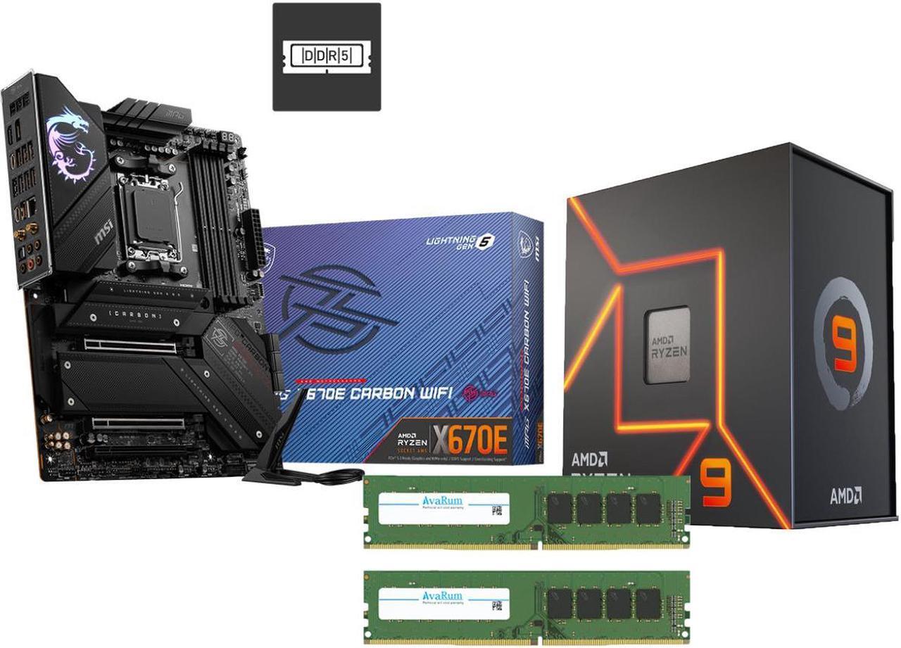 Main image of Avarum 16GB DDR5 5200 (PC5 41600) MPG X670E CARBON WIFI DDR5 AM5 AMD Ryzen 7000 Series SATA 6Gb/s ATX Motherboards Ryzen 9 7900X3D - Ryzen 9 7000 Series 12-Core 4.4 GHz Socket AM5 120W AMD Radeon Grap