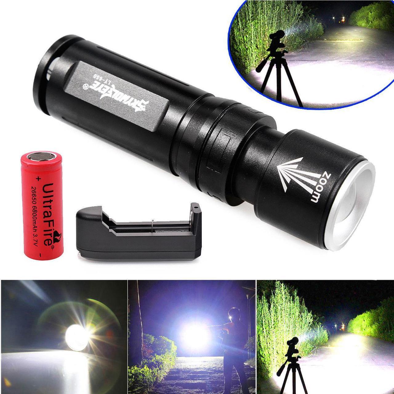 Alt view image 2 of 4 - Skywolfeye 12000LM XML-T6 Cree Led Adjustable Rotary 18650/26650 Led Flashlight