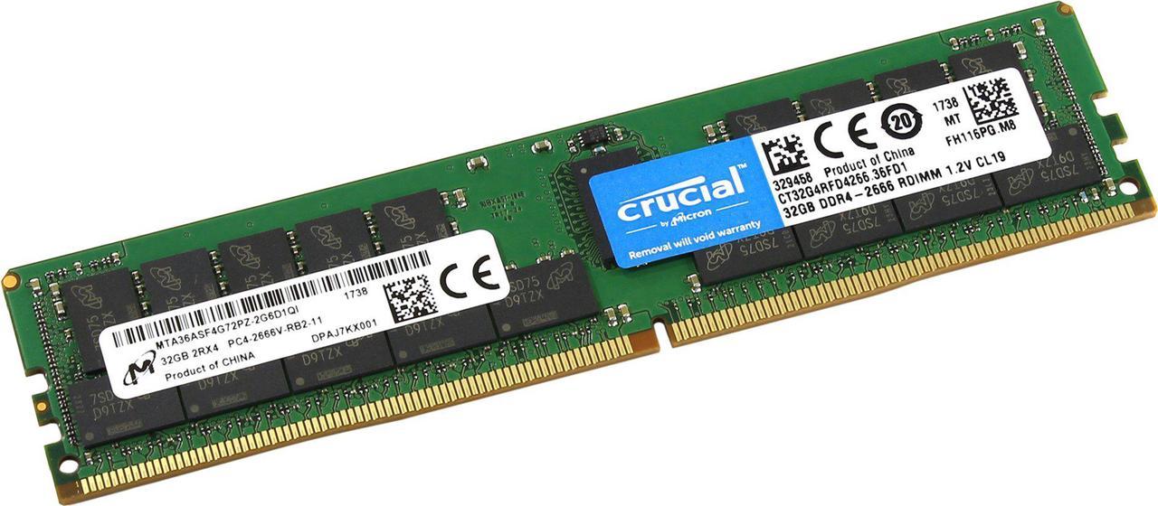 815100-S21 - HP Compatible 32GB PC4-21300 DDR4-2666Mhz 2Rx4 1.2v ECC Registered RDIMM by MICRON RAM (Crucial CT32G4RFD4266 Equivalent)