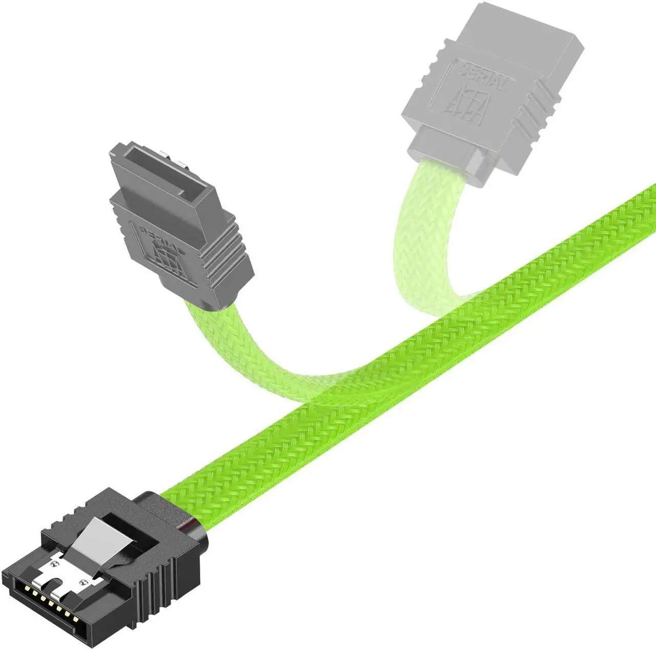 Alt view image 3 of 7 - Bailink 3 PACK SATA Cable SATA III 3 Pack 6Gbps Straight HDD SDD Nylon Braided Cable SATA Data Cable with Locking Latch 19.68 Inch for SATA HDD, SSD, CD Driver, CD Writer, Green