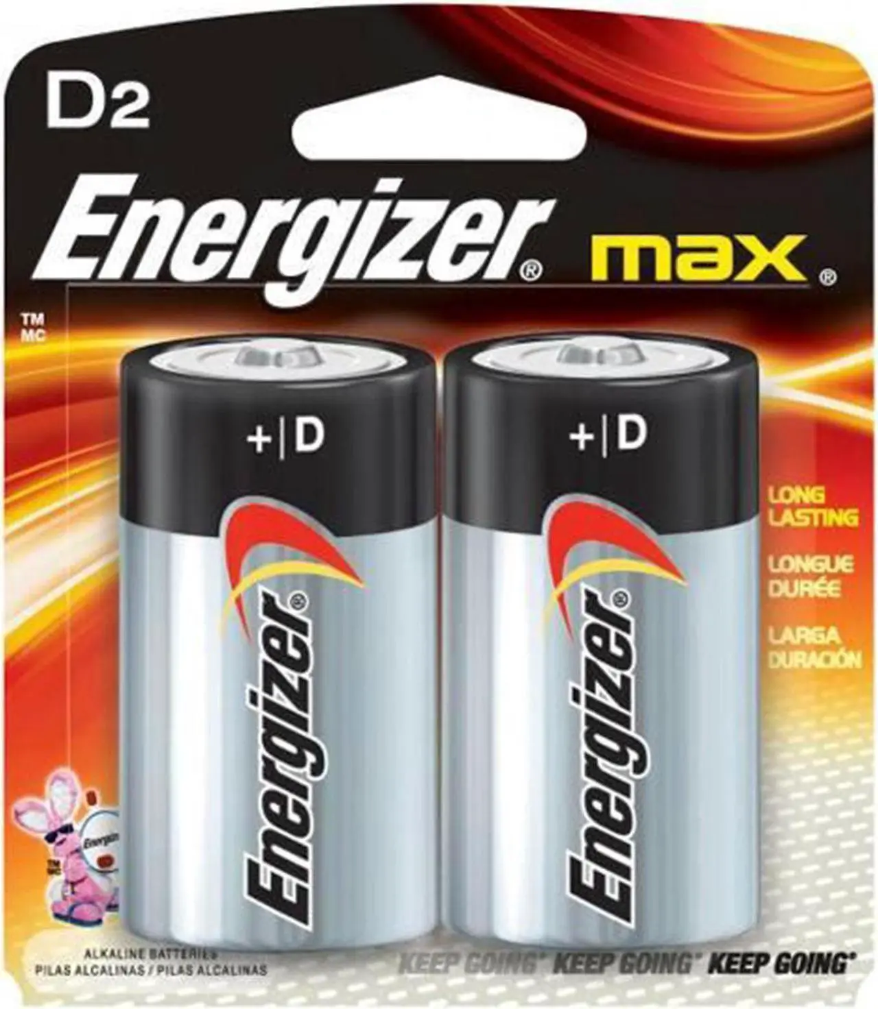 Main image of ENERGIZER Max 1.5V Size D Alkaline Battery, 2-pack