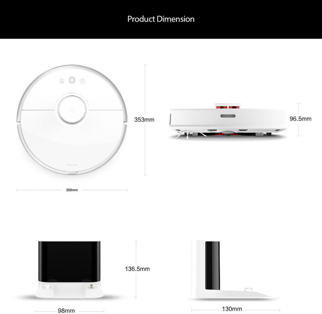 Alt view image 4 of 4 - Xiaomi Roborock S50 Smart Robot Vacuum Cleaner 2-in-1 Sweep Mop LDS Bumper SLAM 2000Pa Suction 5200mAh Battery, Rose Gold