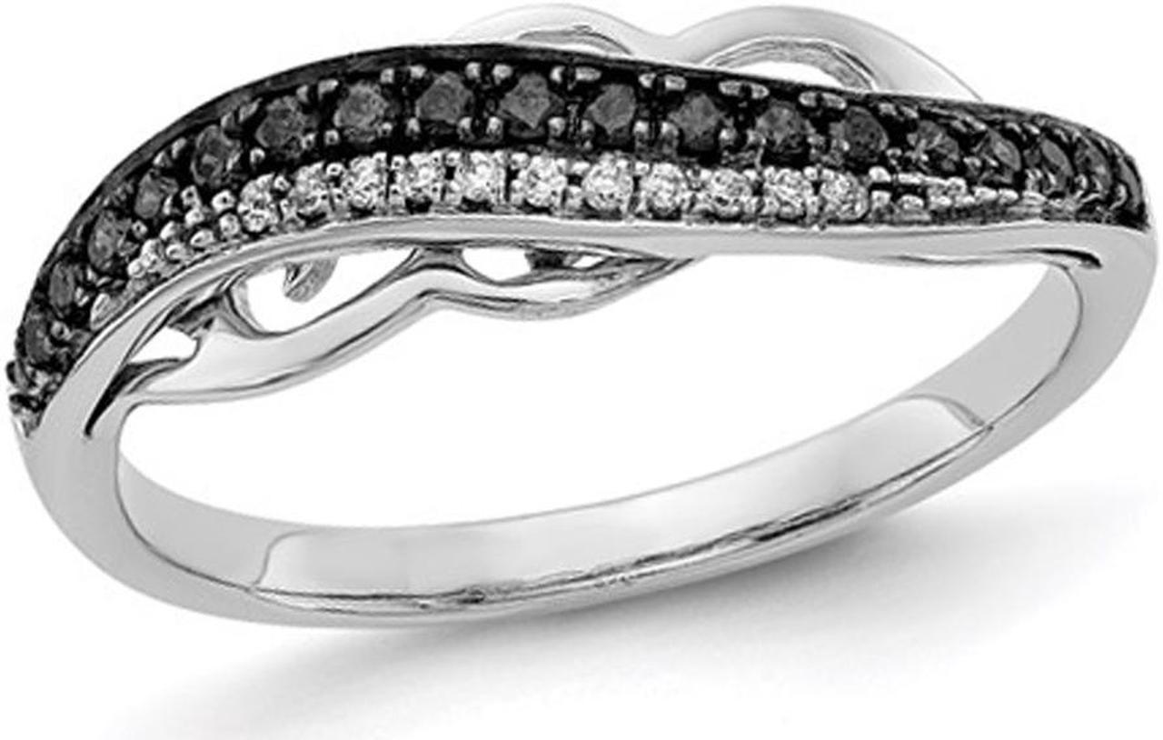 1/5 Carat (ctw) Black & White Diamond Ring in 14K White Gold