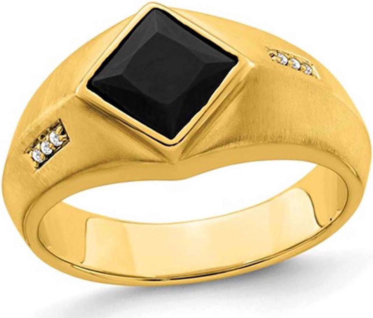 Men's Black Onyx Ring in 14K Yellow Gold