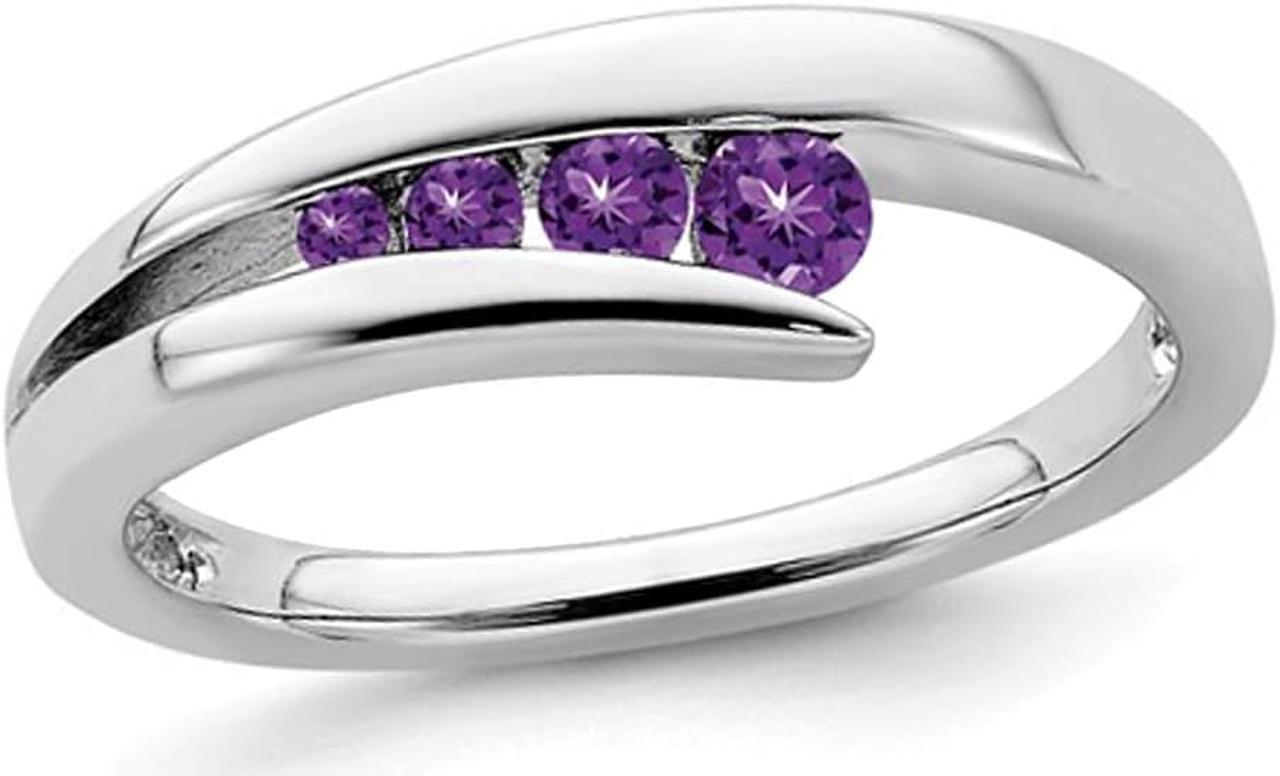 1/5 Carat (ctw) Amethyst Wedding Band Ring in 10K White Gold