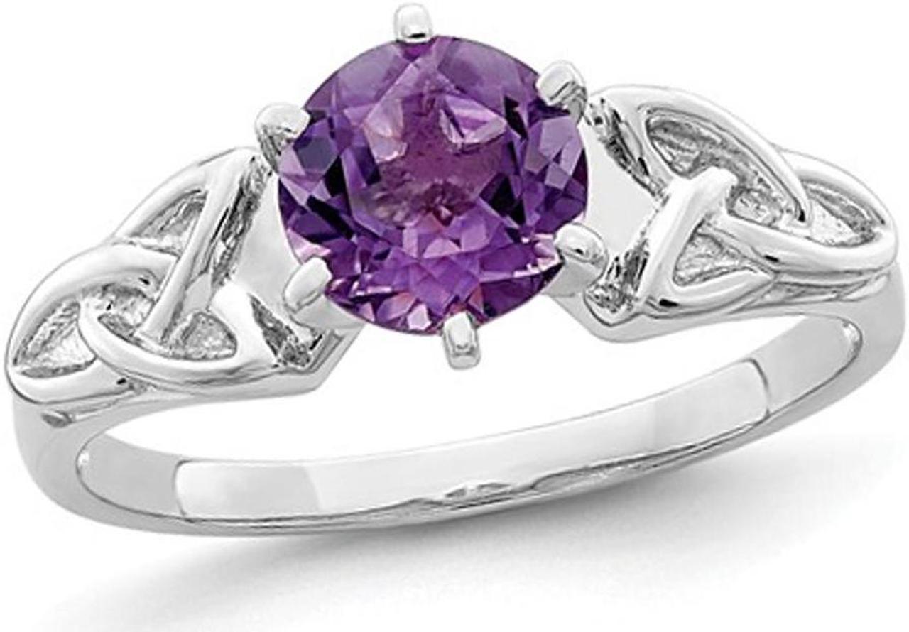 1.00 Carat (ctw) Amethyst Celtic Trinity Ring in Sterling Silver