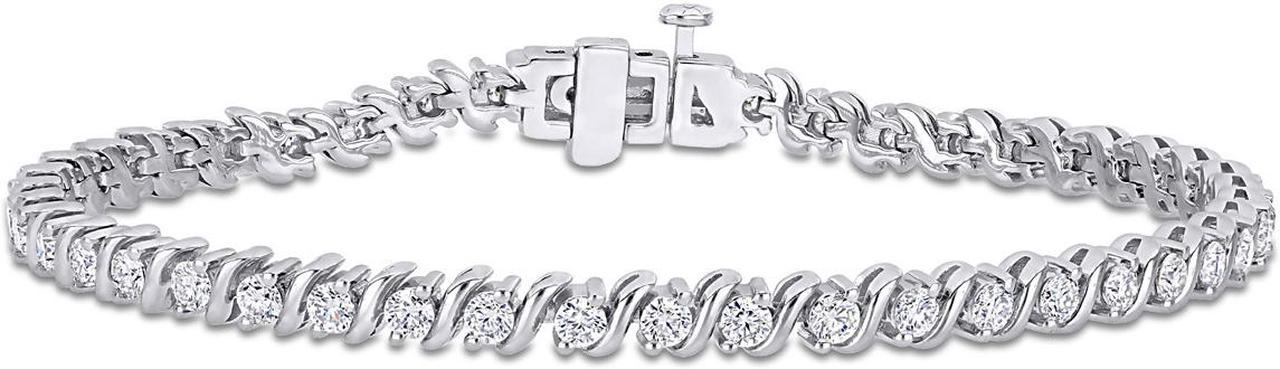 2.75 Carat (ctw) Lab-Created Moissanite S-Link Tennis Bracelet in Sterling Silver