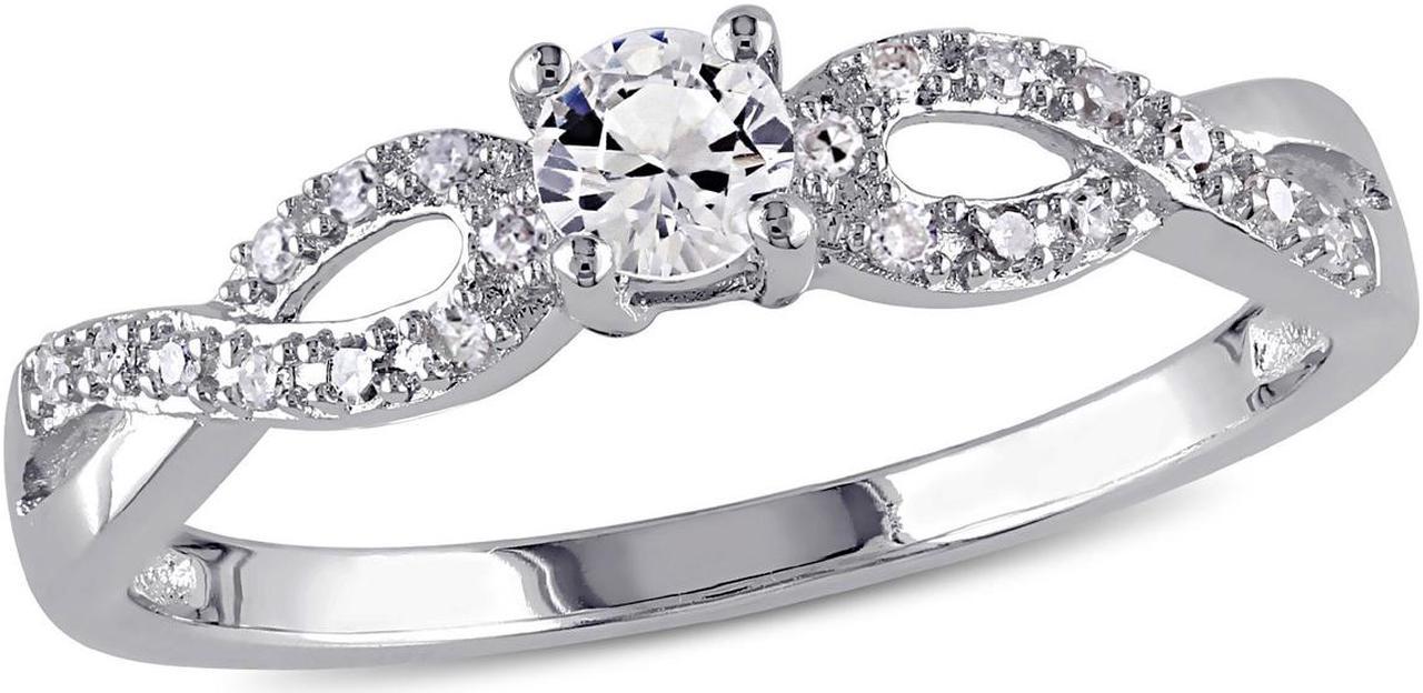 1/4 Carat (ctw) Lab-Created White Sapphire Infinity Ring with Diamonds in Sterling Silver