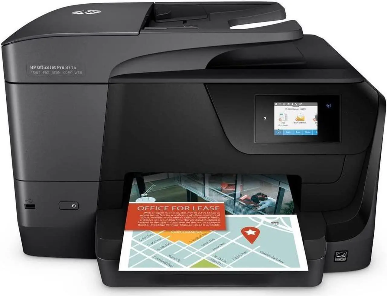Main image of HP OfficeJet Pro 8715 All-in-One Printer Touch Screen Bluetooth J6X78A#1H3 BLACK
