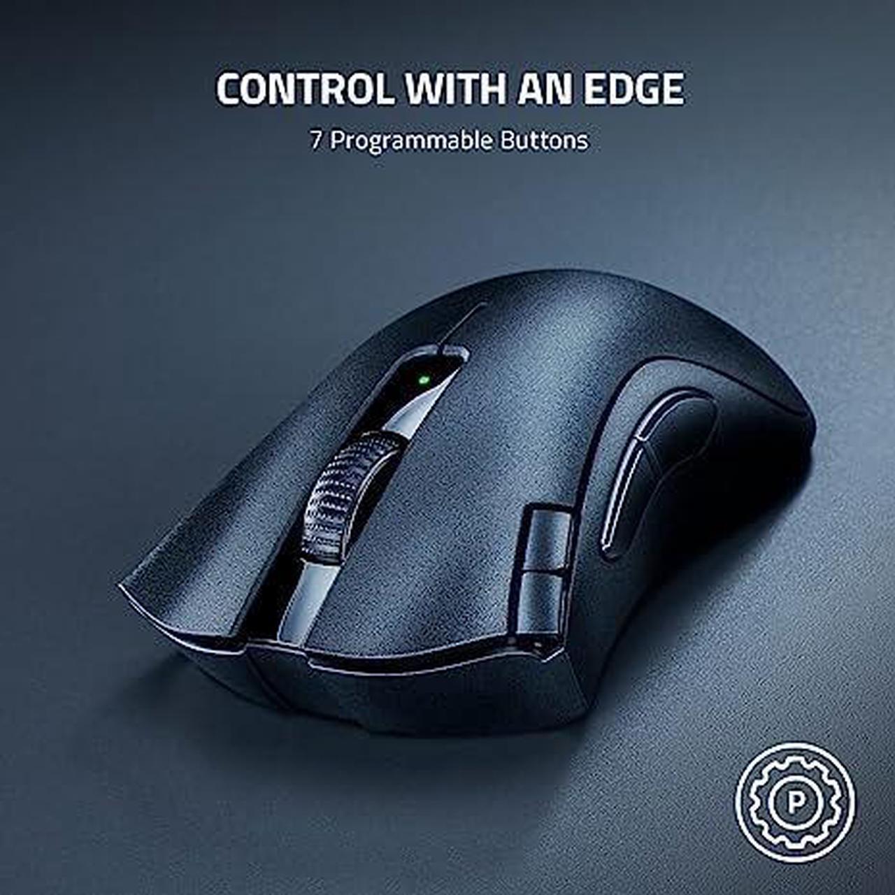 Alt view image 9 of 12 - Razer DeathAdder V2 X Hyperspeed: Award-Winning Ergonomic Design - Ultra-Fast Hyperspeed Wireless - 235hr Battery Life - 7 Programmable Buttons - Gen 2 Mechanical Switches - 5G 14K DPI Optical Sensor