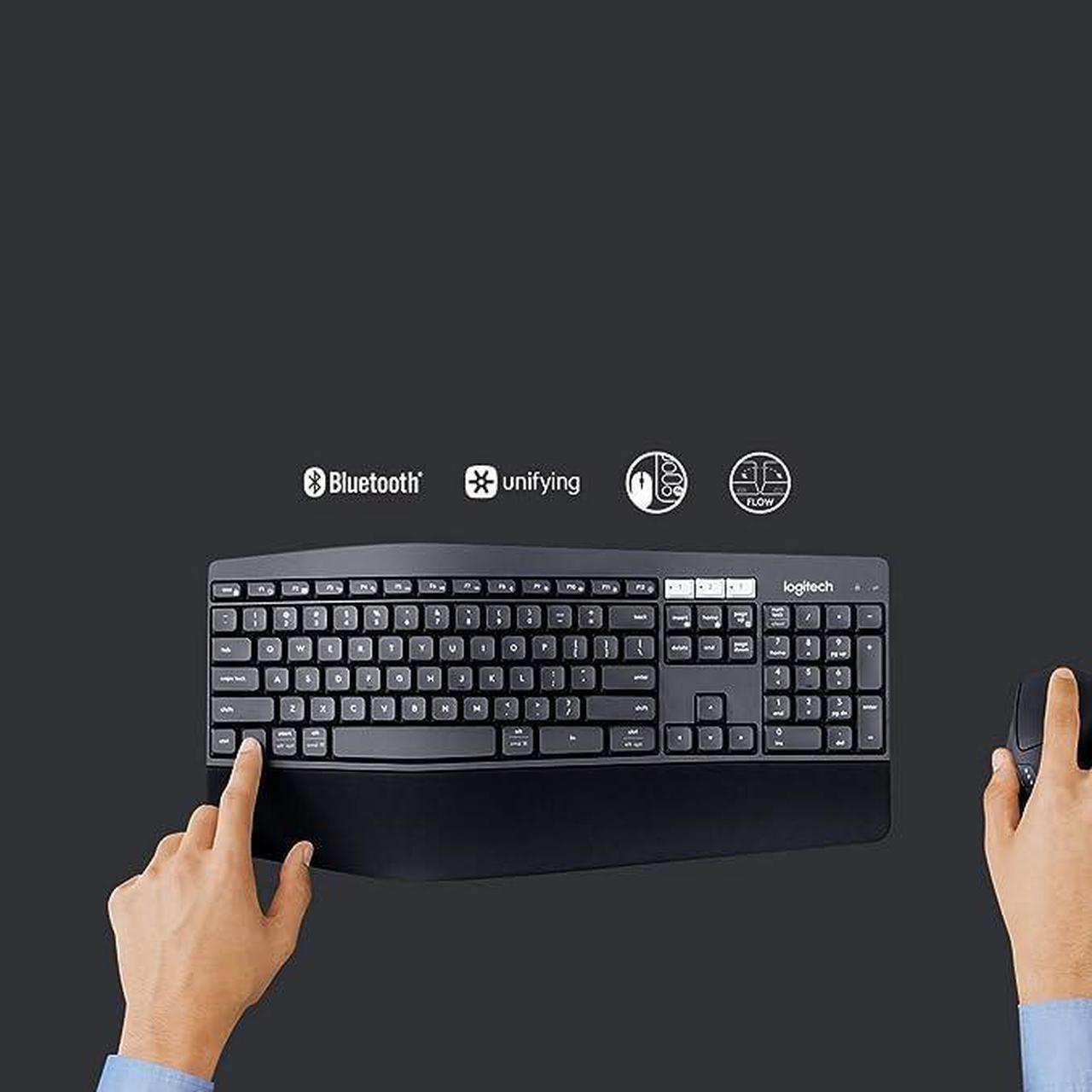 Alt view image 13 of 16 - Logitech MK850 Performance Wireless Keyboard and Mouse Combo - USB Wireless Bluetooth/RF USB Wireless Bluetooth/RF Optical - 1000 dpi - 8 Button - Scroll Wheel - AAA, AA - Compatible with Desktop ...