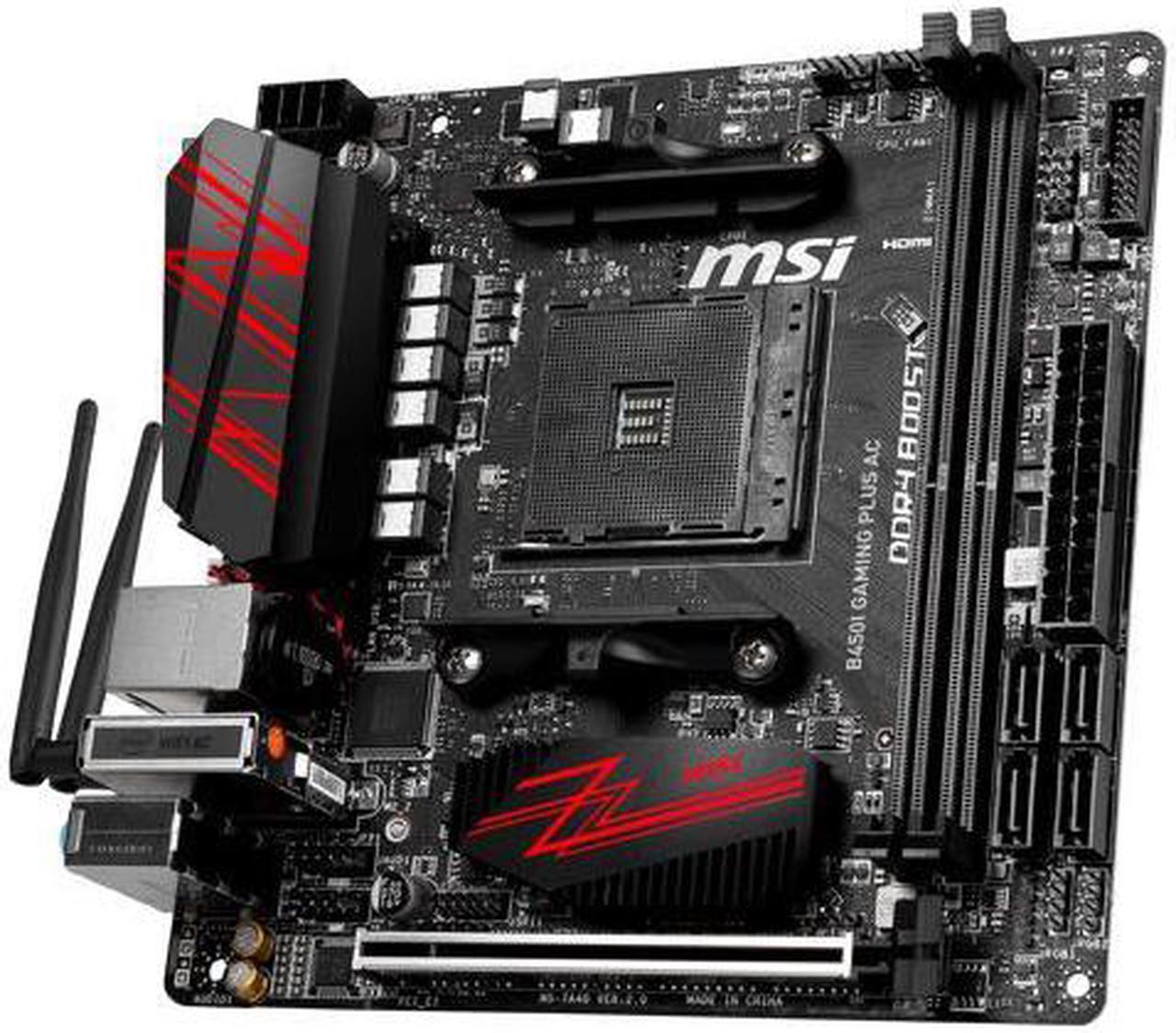 Alt view image 3 of 12 - MSI PERFORMANCE GAMING B450I GAMING PLUS AC AM4 AMD B450 SATA 6Gb/s Mini ITX AMD Motherboard