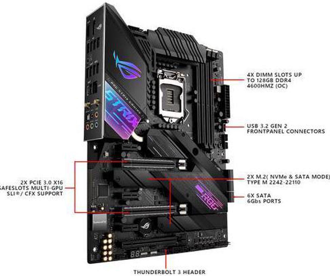 Alt view image 4 of 5 - ASUS ROG STRIX Z490-E GAMING LGA 1200 (Intel 10th Gen) Intel Z490 (WiFi 6) SATA 6Gb/s ATX Intel Motherboard (14+2 Power Stages, DDR4 4600, Intel 2.5 Gb Ethernet, Bluetooth v5.1, Dual M.2 and AURA Sync