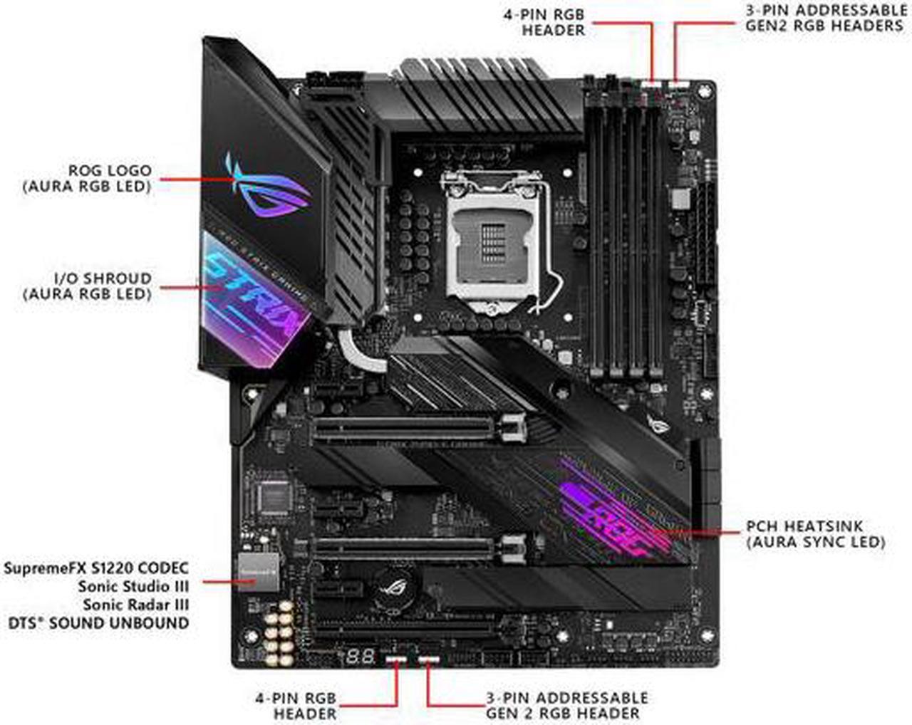 Alt view image 2 of 5 - ASUS ROG STRIX Z490-E GAMING LGA 1200 (Intel 10th Gen) Intel Z490 (WiFi 6) SATA 6Gb/s ATX Intel Motherboard (14+2 Power Stages, DDR4 4600, Intel 2.5 Gb Ethernet, Bluetooth v5.1, Dual M.2 and AURA Sync