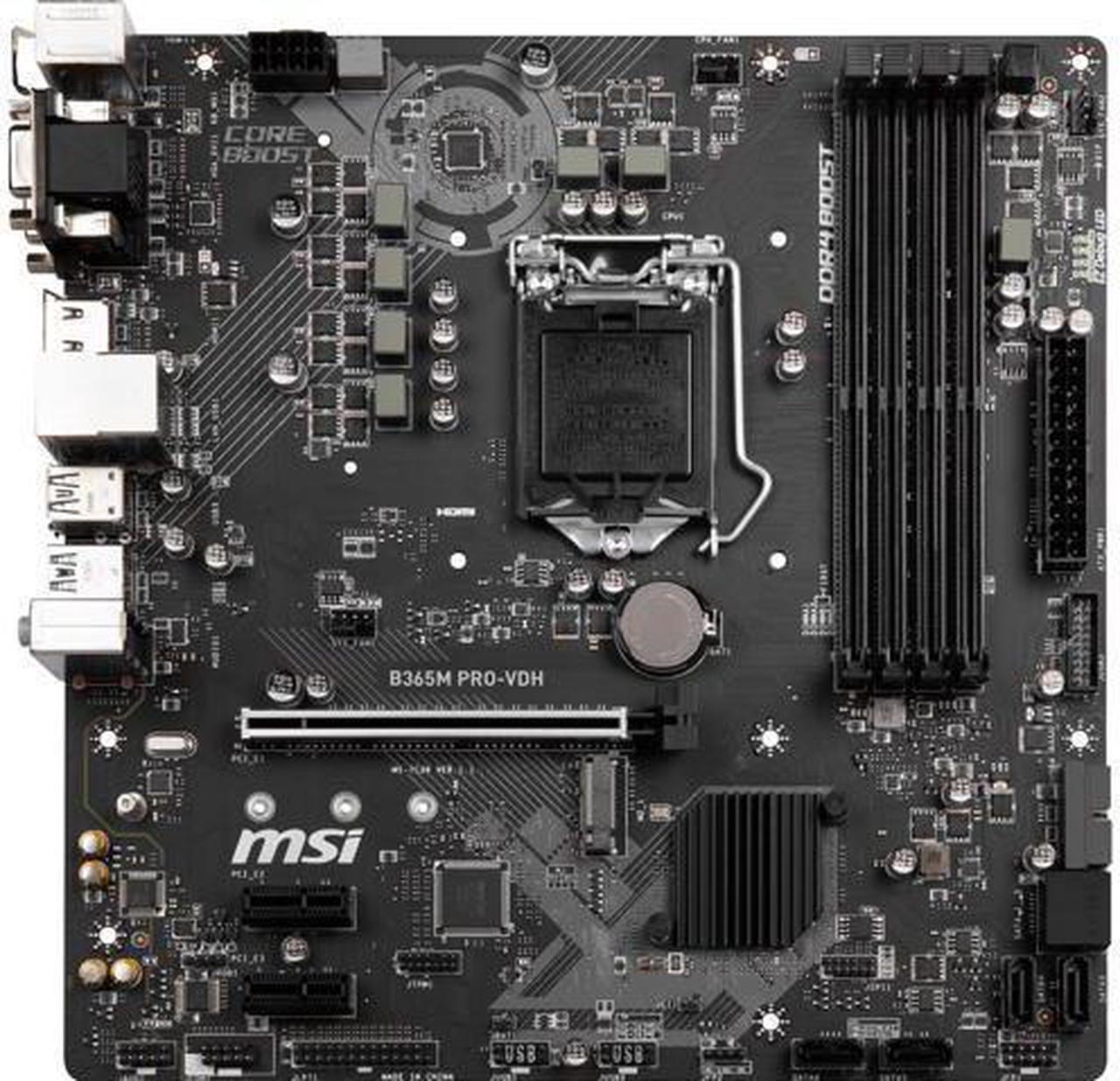 Main image of MSI PRO B365M PRO-VDH LGA 1151 (300 Series) Intel B365 SATA 6Gb/s Micro ATX Intel Motherboard