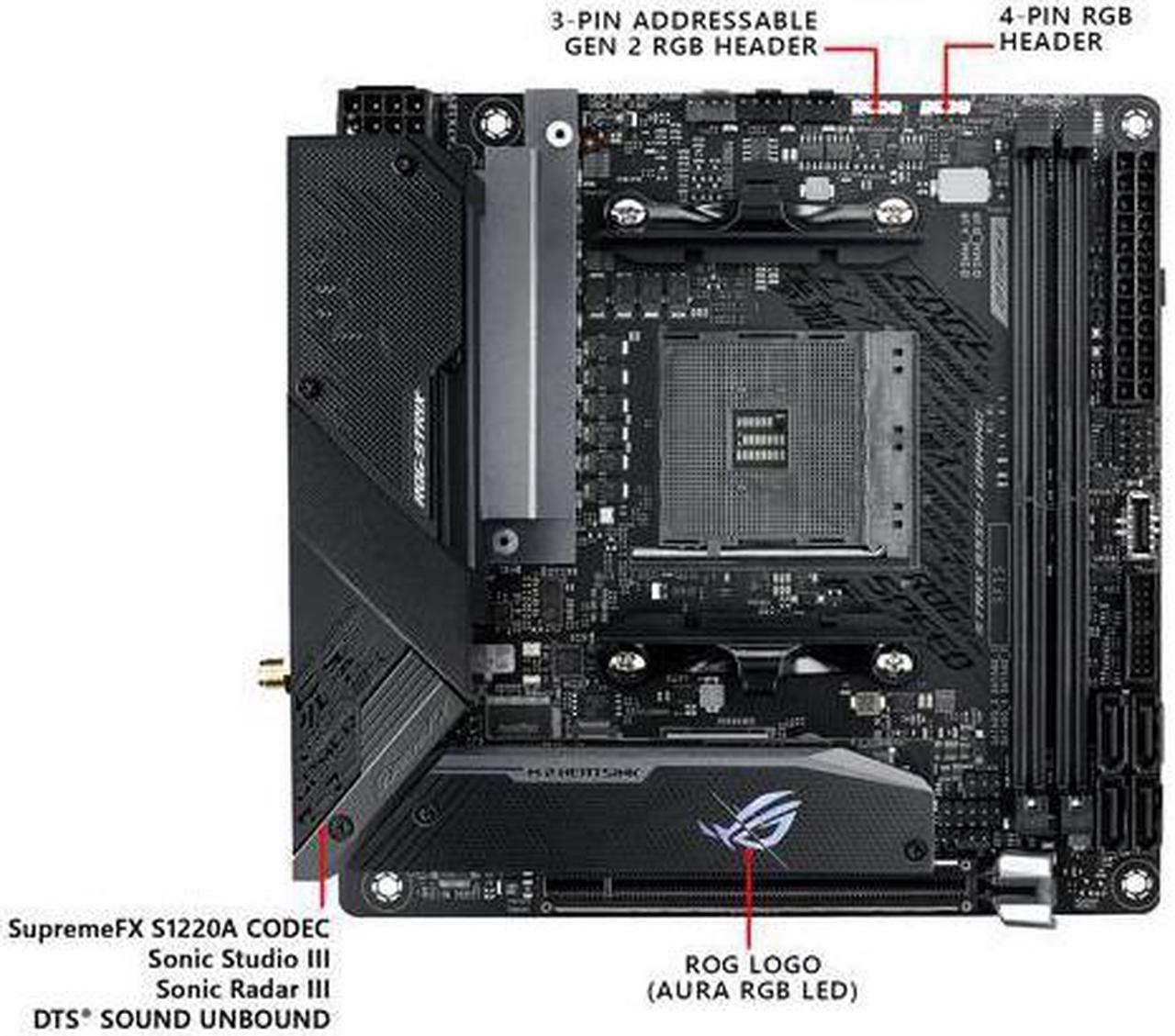Alt view image 3 of 14 - ASUS ROG STRIX B550-I GAMING AM4 AMD B550 SATA 6Gb/s Mini ITX AMD Motherboard