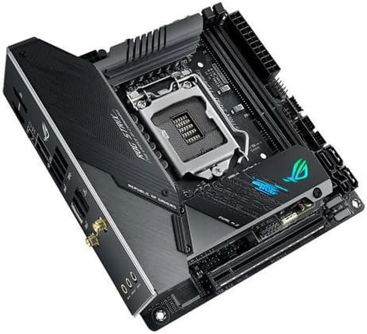 Alt view image 5 of 6 - ASUS ROG STRIX Z490-I GAMING (WiFi 6) LGA 1200 (Intel 10th Gen) Intel Z490 SATA 6Gb/s Mini ITX Intel Motherboard (8+2 Power Stages, DDR4 4800, Intel 2.5Gb Ethernet, USB 3.2 Front Panel Type-C, HDMI 2.
