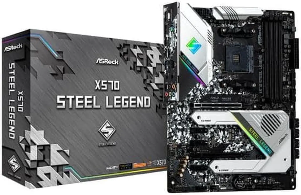 Alt view image 7 of 7 - ASRock X570 STEEL LEGEND AM4 AMD X570 SATA 6Gb/s ATX AMD Motherboard