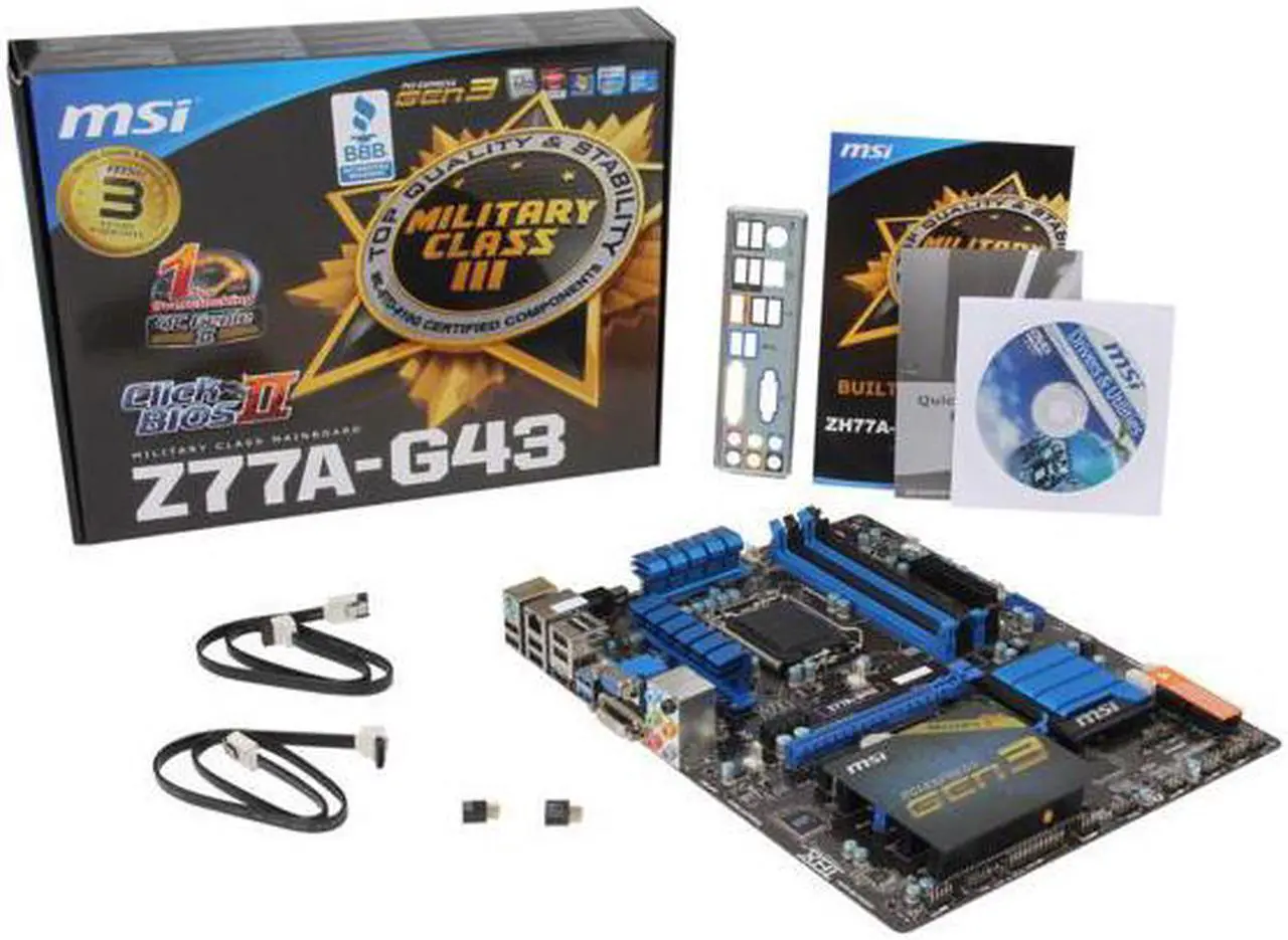 Alt view image 5 of 5 - MSI Z77A-G43 LGA 1155 Intel Z77 HDMI SATA 6Gb/s USB 3.0 ATX Intel Motherboard with UEFI BIOS