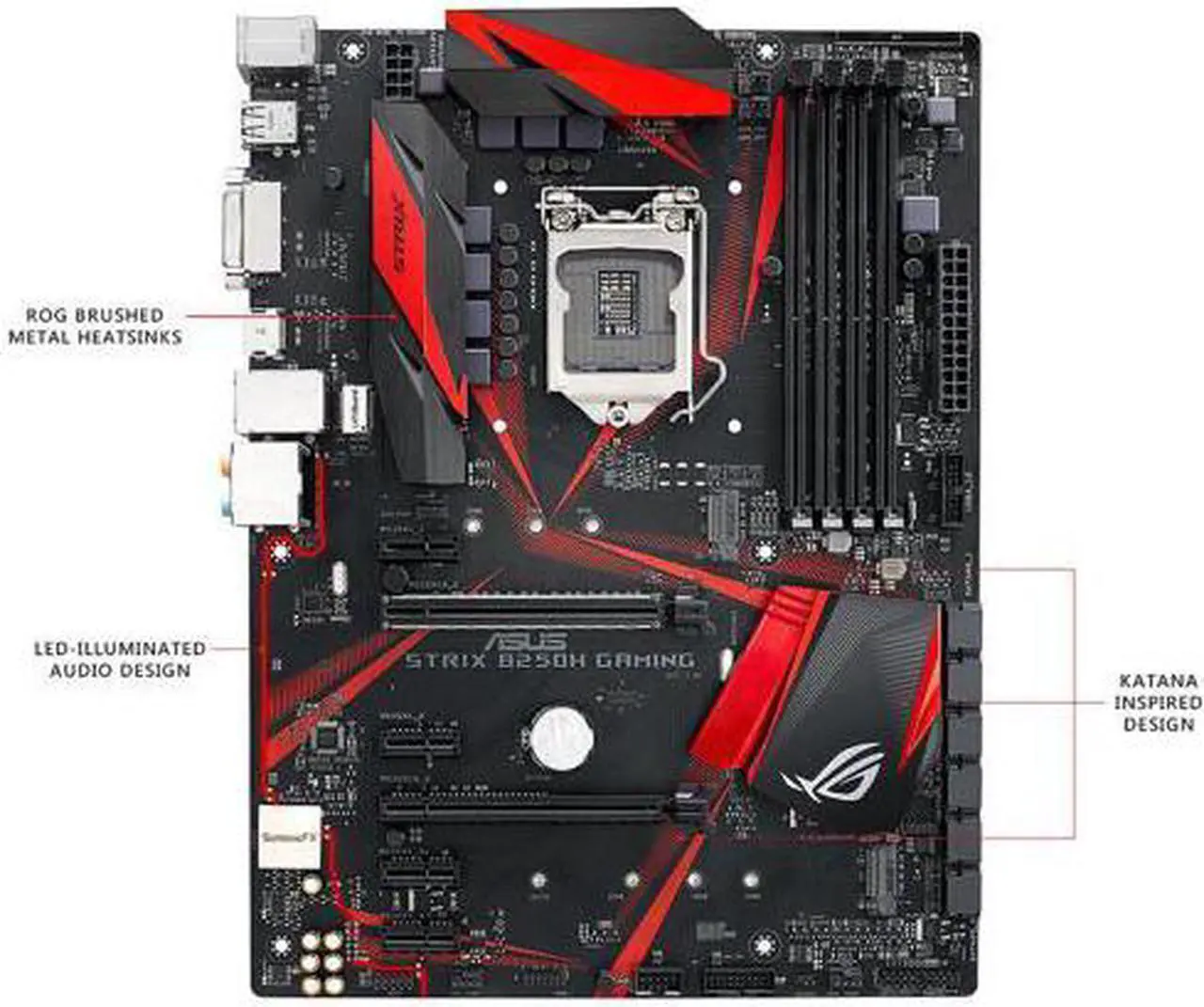 Alt view image 2 of 12 - ASUS ROG STRIX B250H GAMING LGA1151 DDR4 HDMI DVI M.2 B250 ATX Motherboard with USB 3.1