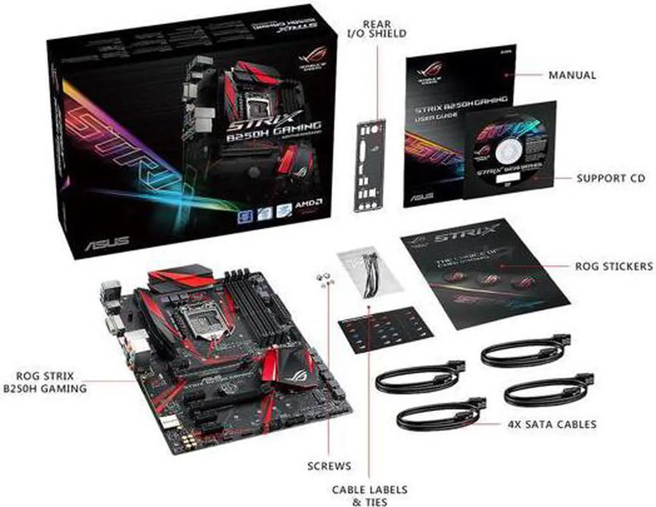 Alt view image 6 of 12 - ASUS ROG STRIX B250H GAMING LGA1151 DDR4 HDMI DVI M.2 B250 ATX Motherboard with USB 3.1