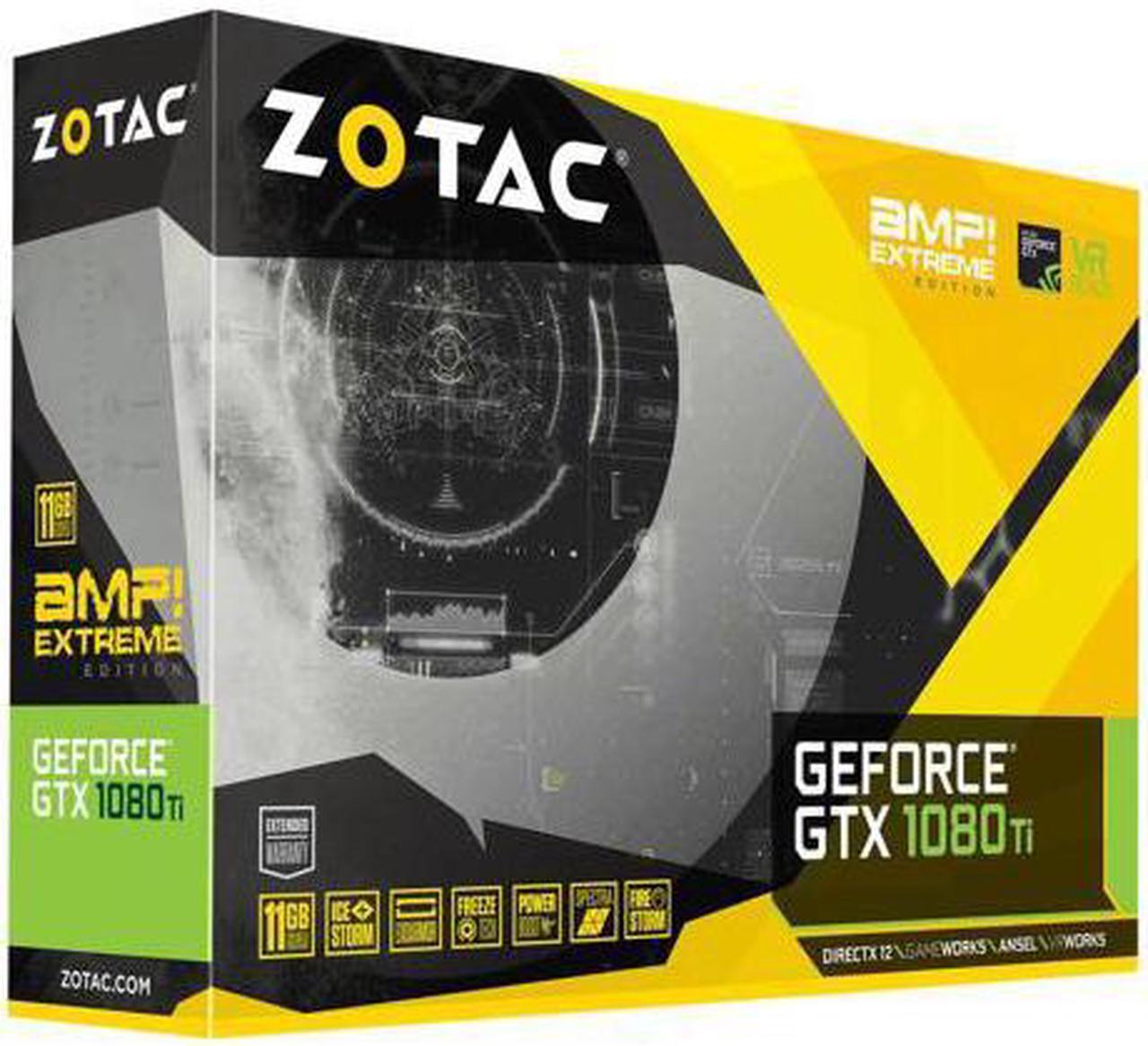 Alt view image 7 of 7 - ZOTAC GeForce GTX 1080 Ti AMP Extreme 11GB GDDR5X 352-bit Gaming Graphics Card VR Ready 16+2 Power Phase Freeze Fan Stop IceStorm Cooling Spectra Lighting ZT-P10810C-10P