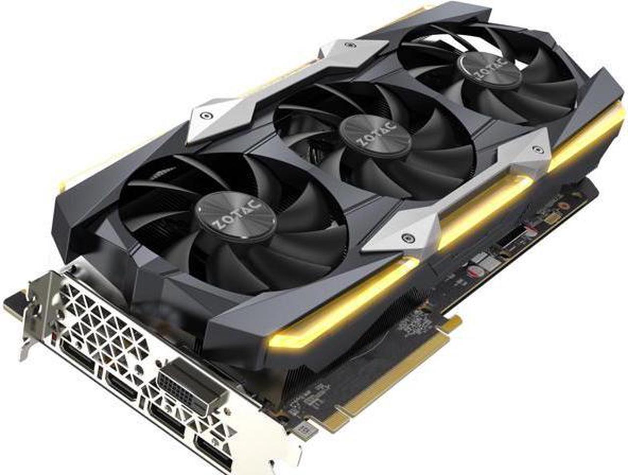 Main image of ZOTAC GeForce GTX 1080 Ti AMP Extreme 11GB GDDR5X 352-bit Gaming Graphics Card VR Ready 16+2 Power Phase Freeze Fan Stop IceStorm Cooling Spectra Lighting ZT-P10810C-10P