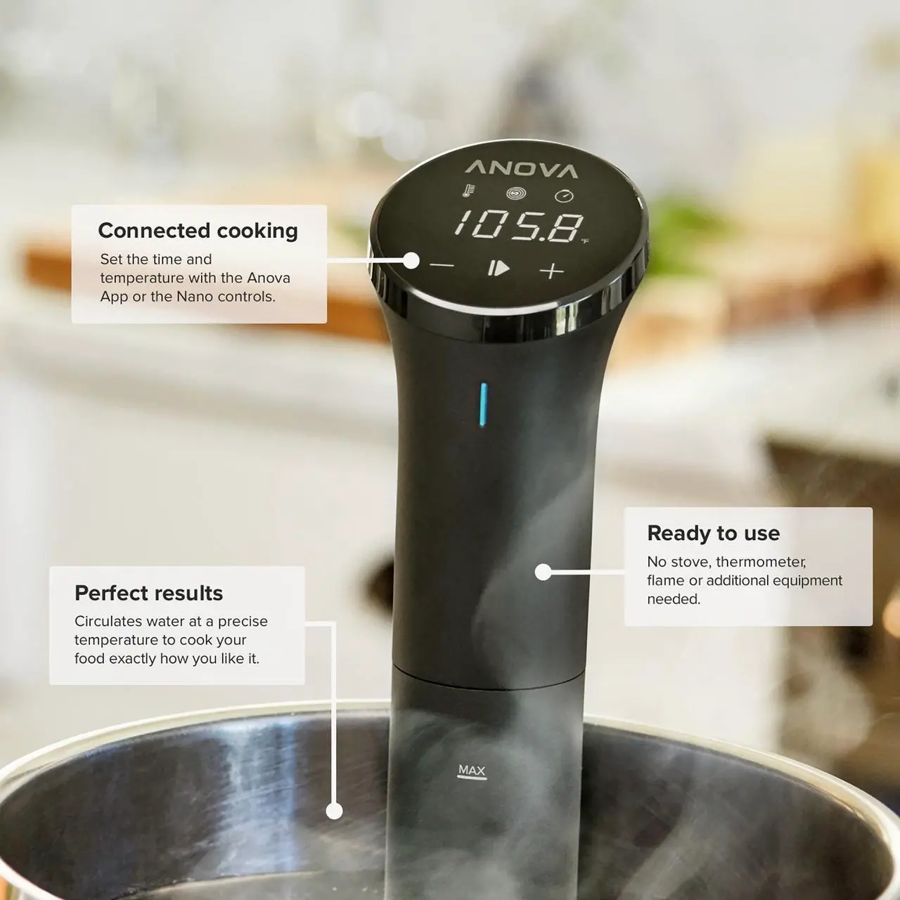 Alt view image 4 of 8 - Anova Culinary Sous Vide Precision Cooker Nano | Bluetooth | 750W | Anova App Included