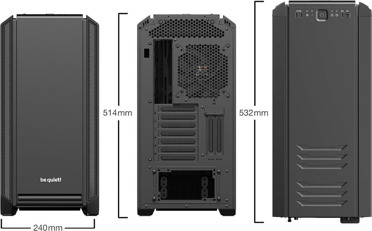 Alt view image 8 of 9 - be quiet! Silent Base 601 Window | Midi Tower ATX PC Case | Two 140mm Fans | 10mm Extra Thick Insulated mats | PSU Shroud | Black| BGW26