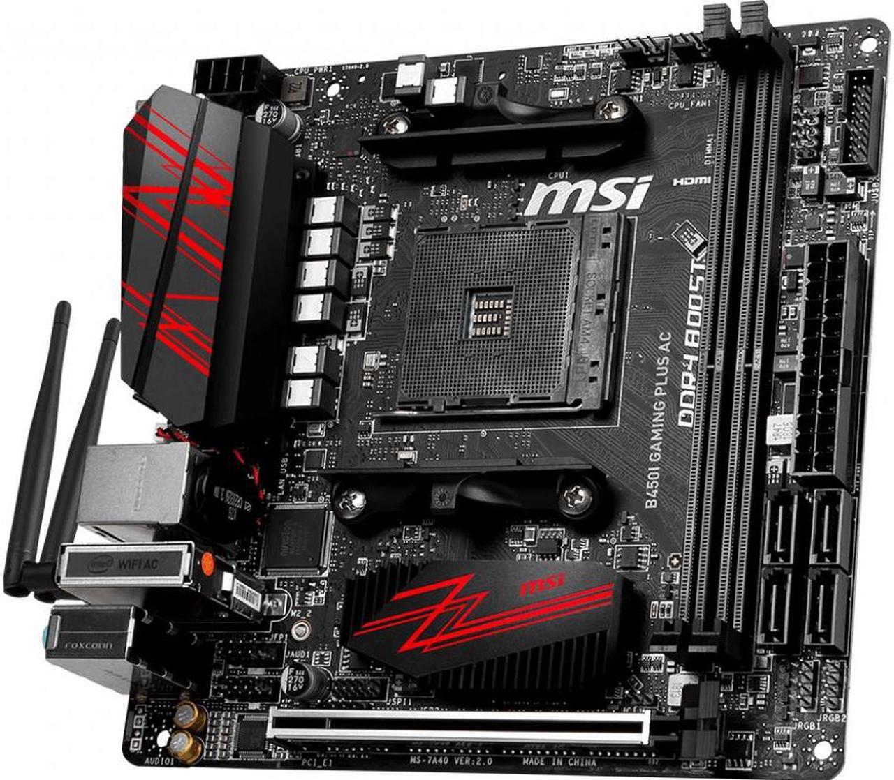 Alt view image 10 of 12 - MSI PERFORMANCE GAMING B450I GAMING PLUS AC AM4 AMD B450 SATA 6Gb/s Mini ITX AMD Motherboard