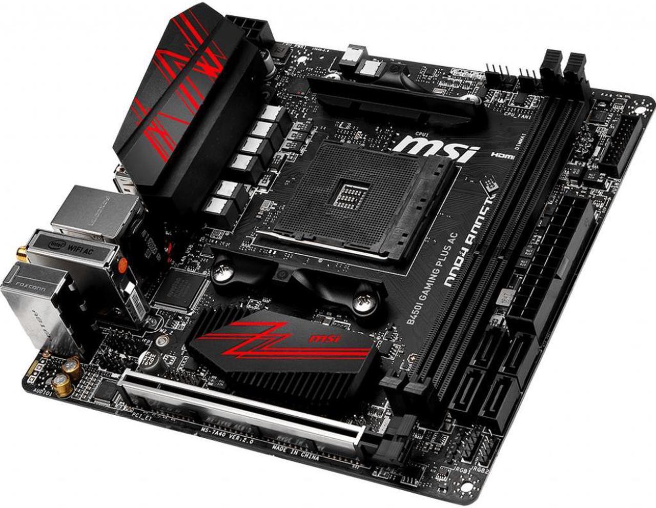 Alt view image 11 of 12 - MSI PERFORMANCE GAMING B450I GAMING PLUS AC AM4 AMD B450 SATA 6Gb/s Mini ITX AMD Motherboard