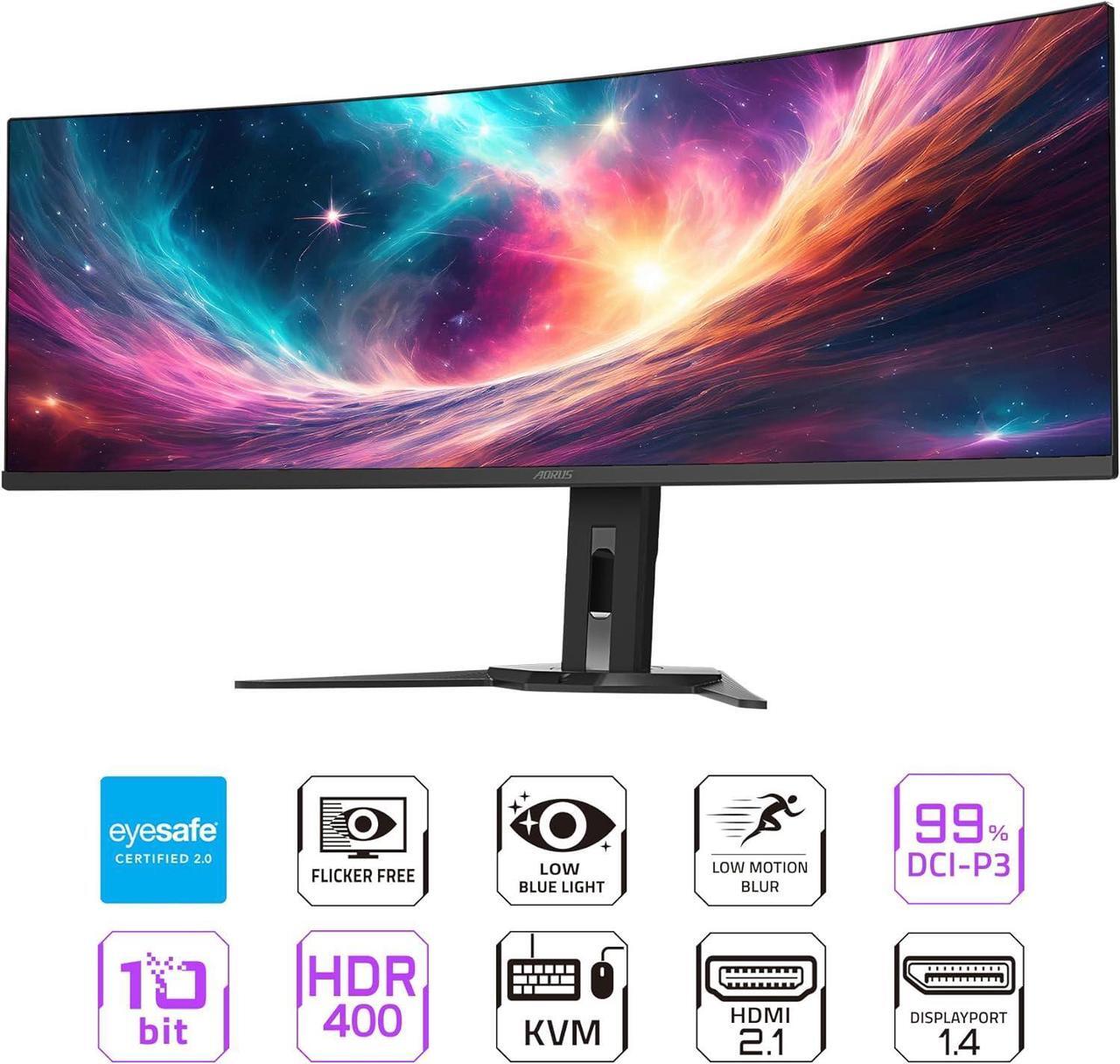 Alt view image 2 of 4 - Gigabyte AORUS CO49DQ QD-OLED 49" 144 Hz 5120 x 1440 Curved Gaming Monitor