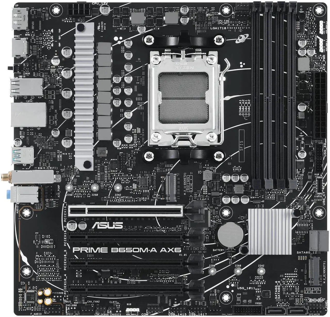 Main image of ASUS PRIME B650M-A AX6 AMD AM5 MicroATX Desktop Motherboard