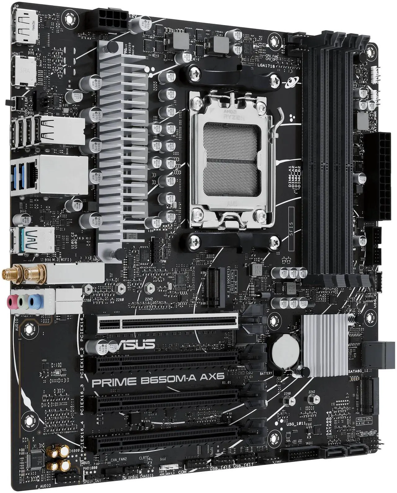 Alt view image 2 of 4 - ASUS PRIME B650M-A AX6 AMD AM5 MicroATX Desktop Motherboard