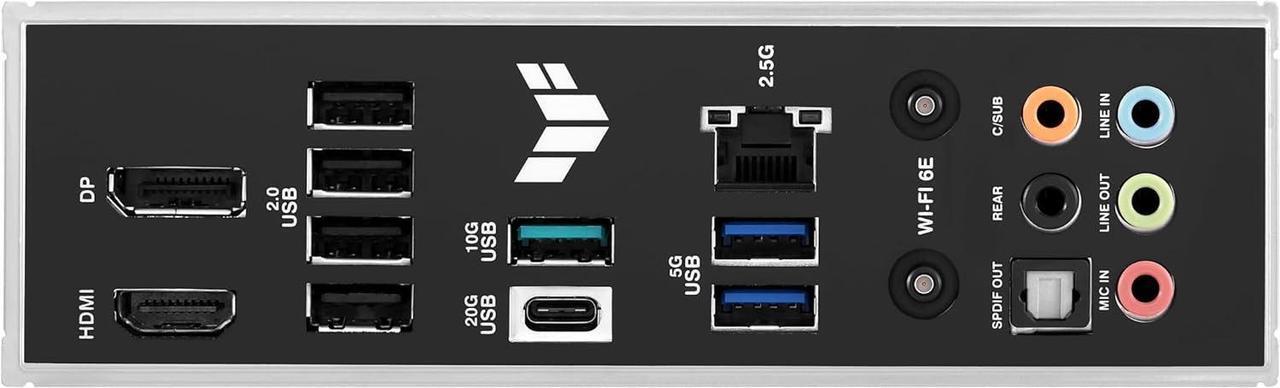 Alt view image 9 of 9 - TUF GAMING B760M-PLUS WIFI II Intel B760 LGA 1700 mATX motherboard with PCIe 5.0, three 4.0 M.2 slots, DDR5, WiFi 6E With Q-Antenna, Realtek 2.5Gb Ethernet, DisplayPort, HDMI, SATA 6 Gbps