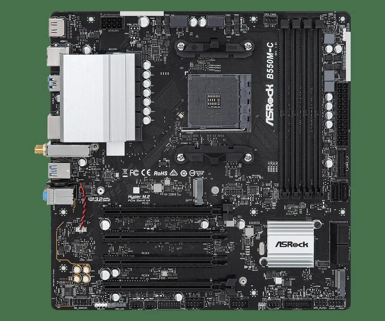 Alt view image 3 of 4 - ASRock B550M-C Socket AM4 AMD B550 MicroATX M.2 Desktop Motherboard B