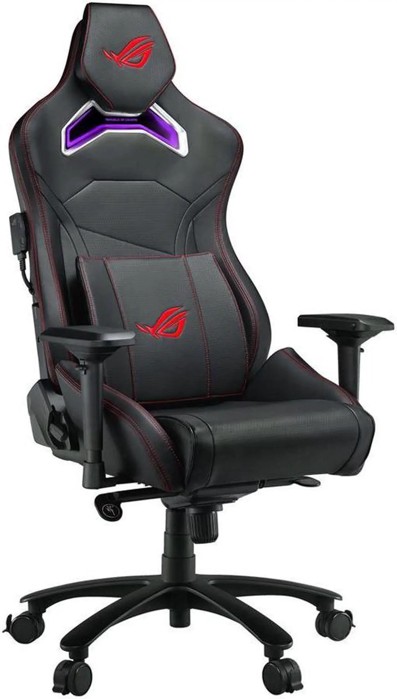 Main image of ASUS ROG Chariot RGB Gaming Chair (Memory Foam Lumbar Support, 4D Adjustable Armrest, Reclining Backrest, Breathable Leatherette Material, Durable PU Casters, Integrated Aura RGB Lighting)