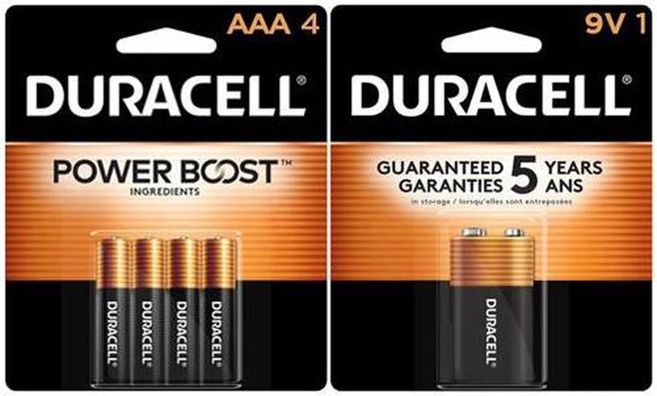 4 AAA + 1 9 Volt Duracell Alkaline Battery Combo (On Cards)