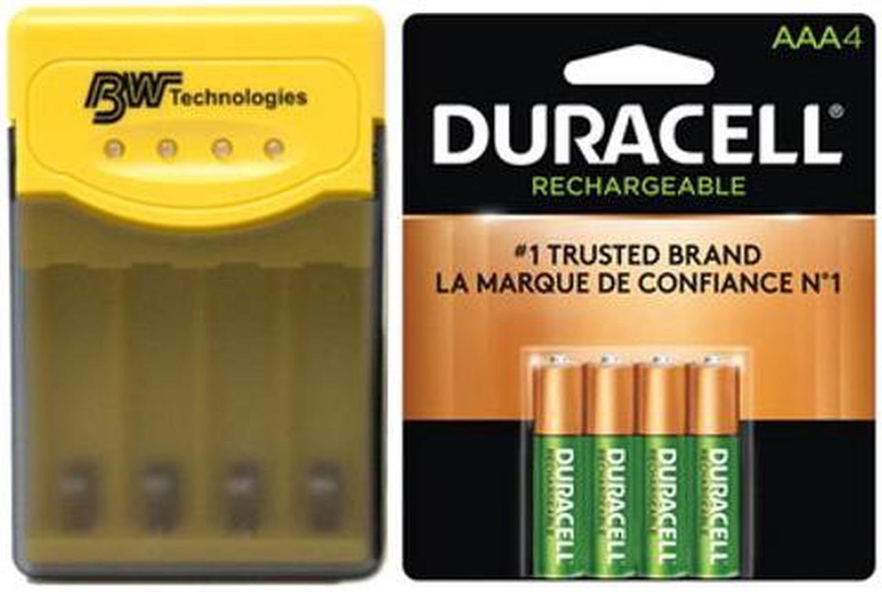 Quest Q2 Smart Charger + 4 AAA Duracell Rechargeable (DX2400) Batteries (900 mAh)