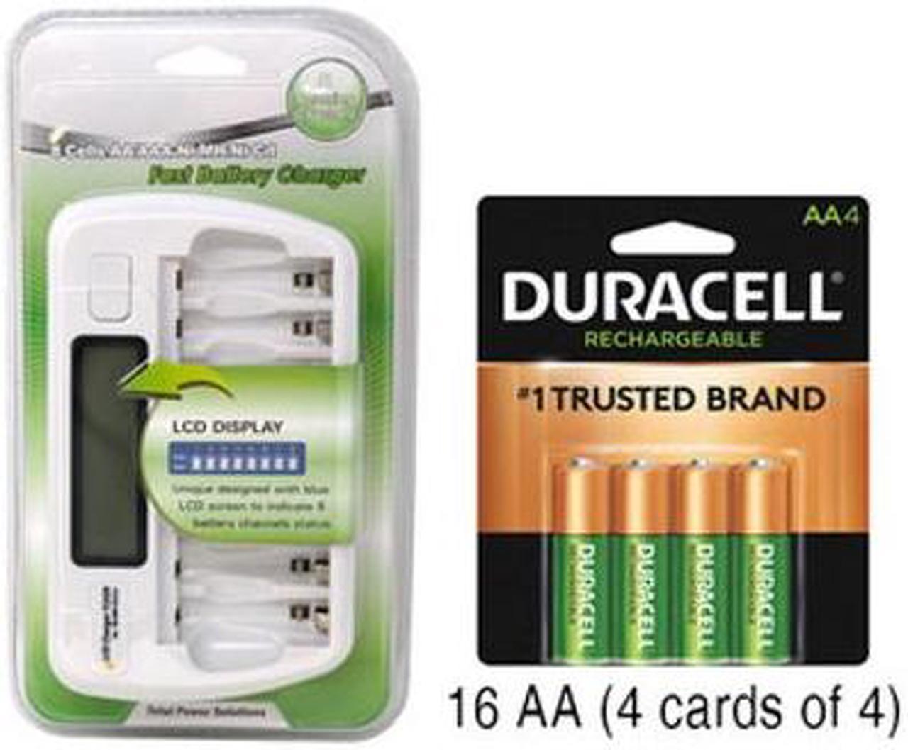 8 Bay AA / AAA LCD Battery Charger + 16 AA 2500 mAh Duracell NiMH Batteries