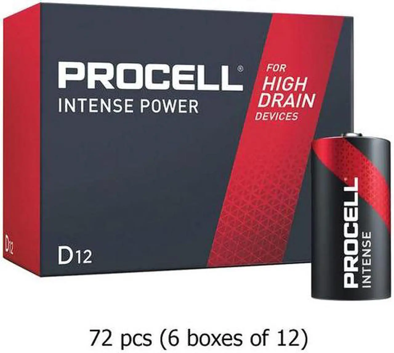 Main image of 72-Pack D Duracell Procell Intense PX1300 Alkaline Batteries (6 Boxes of 12)