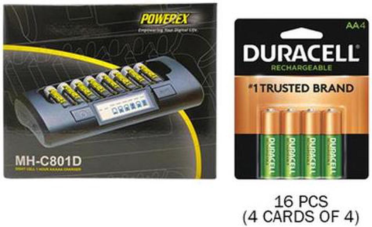 Powerex MH-C801D 8-Cell Charger & 16 AA Duracell Rechargeable (DX1500) Batteries (2500 mAh)