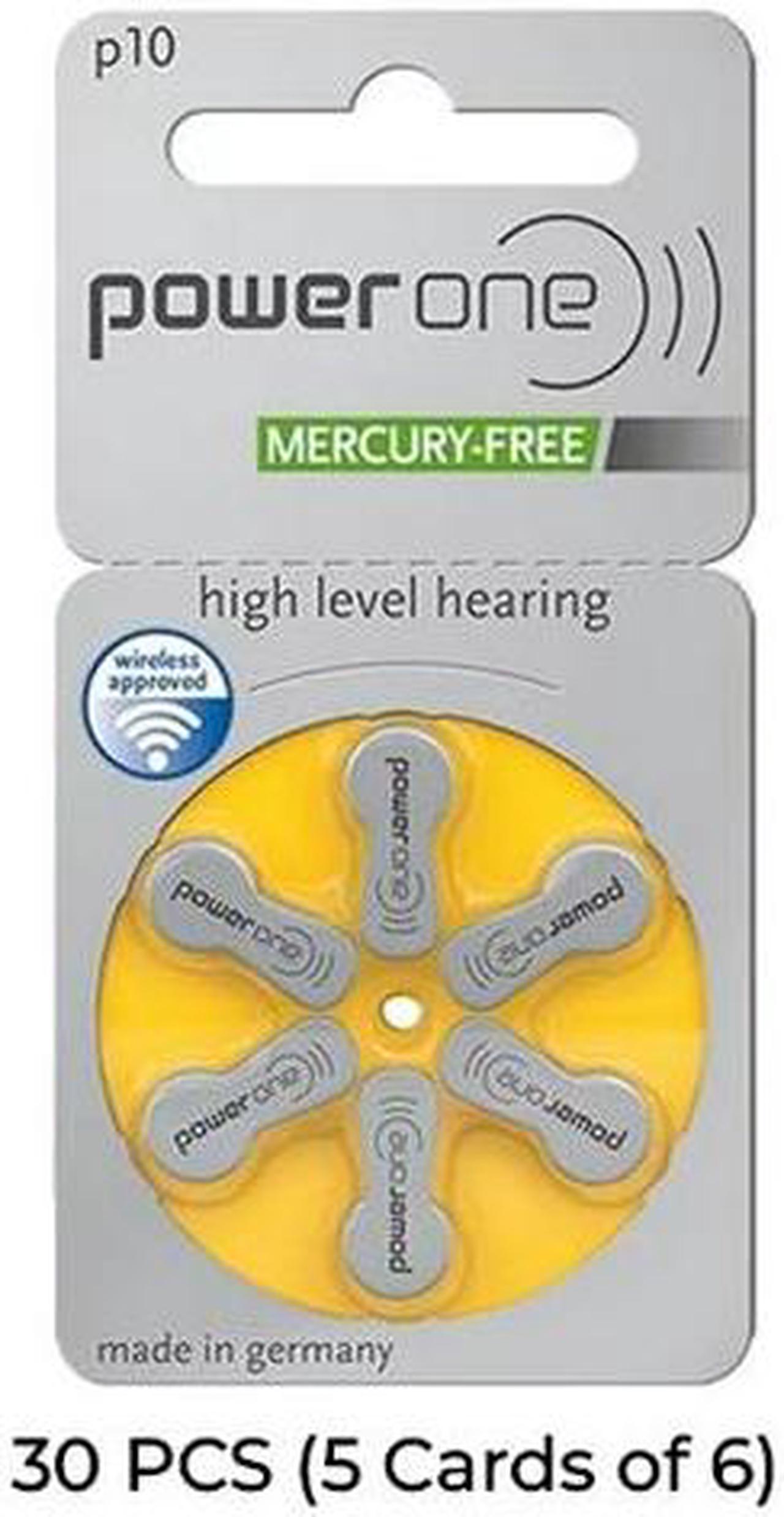 30-Pack Size p10 PowerOne Hearing Aid Batteries (5 Cards of 6)