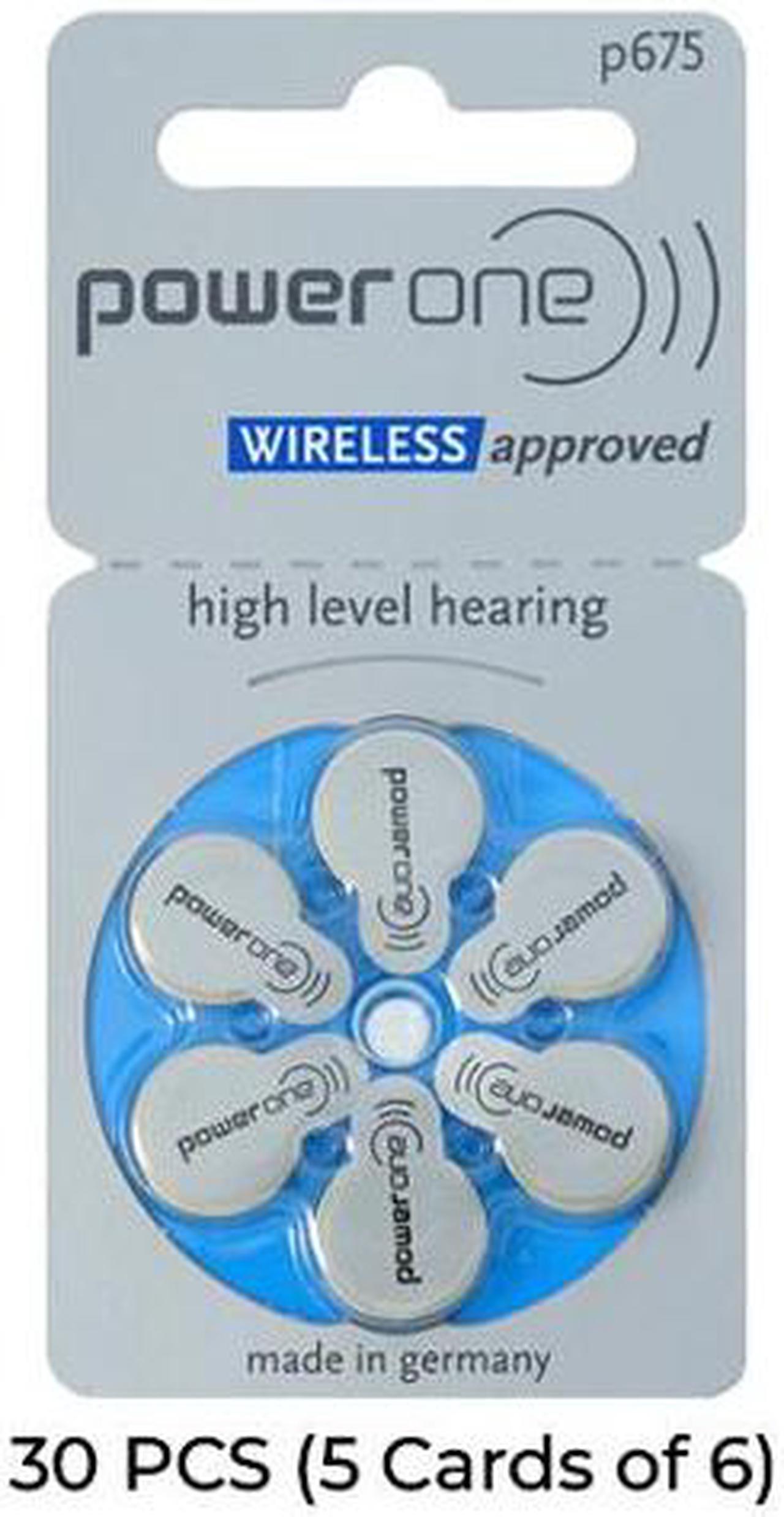 30-Pack Size p675 PowerOne Hearing Aid Batteries (5 Cards of 6)