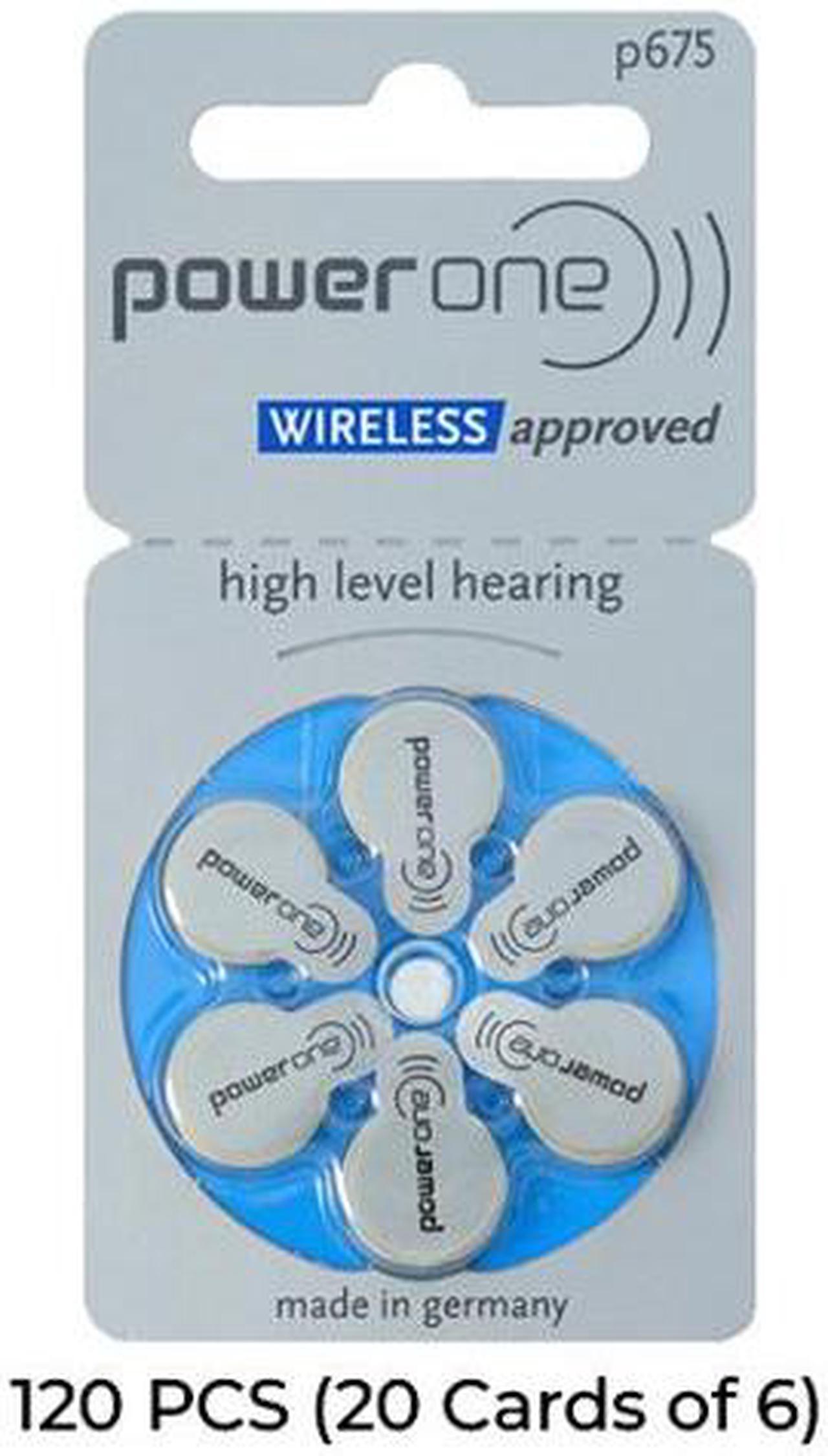 120-Pack Size p675 PowerOne Hearing Aid Batteries (20 Cards of 6)