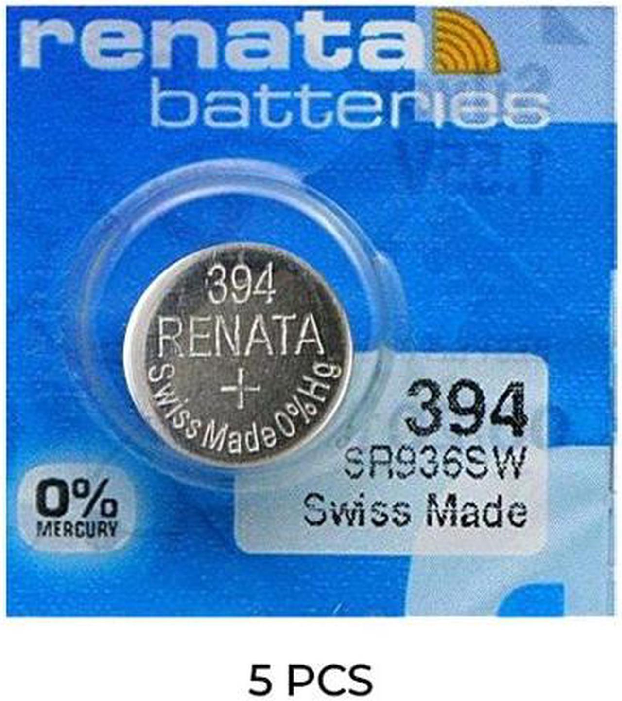 5-Pack 394 (SR936SW) Renata Silver Oxide Button Batteries