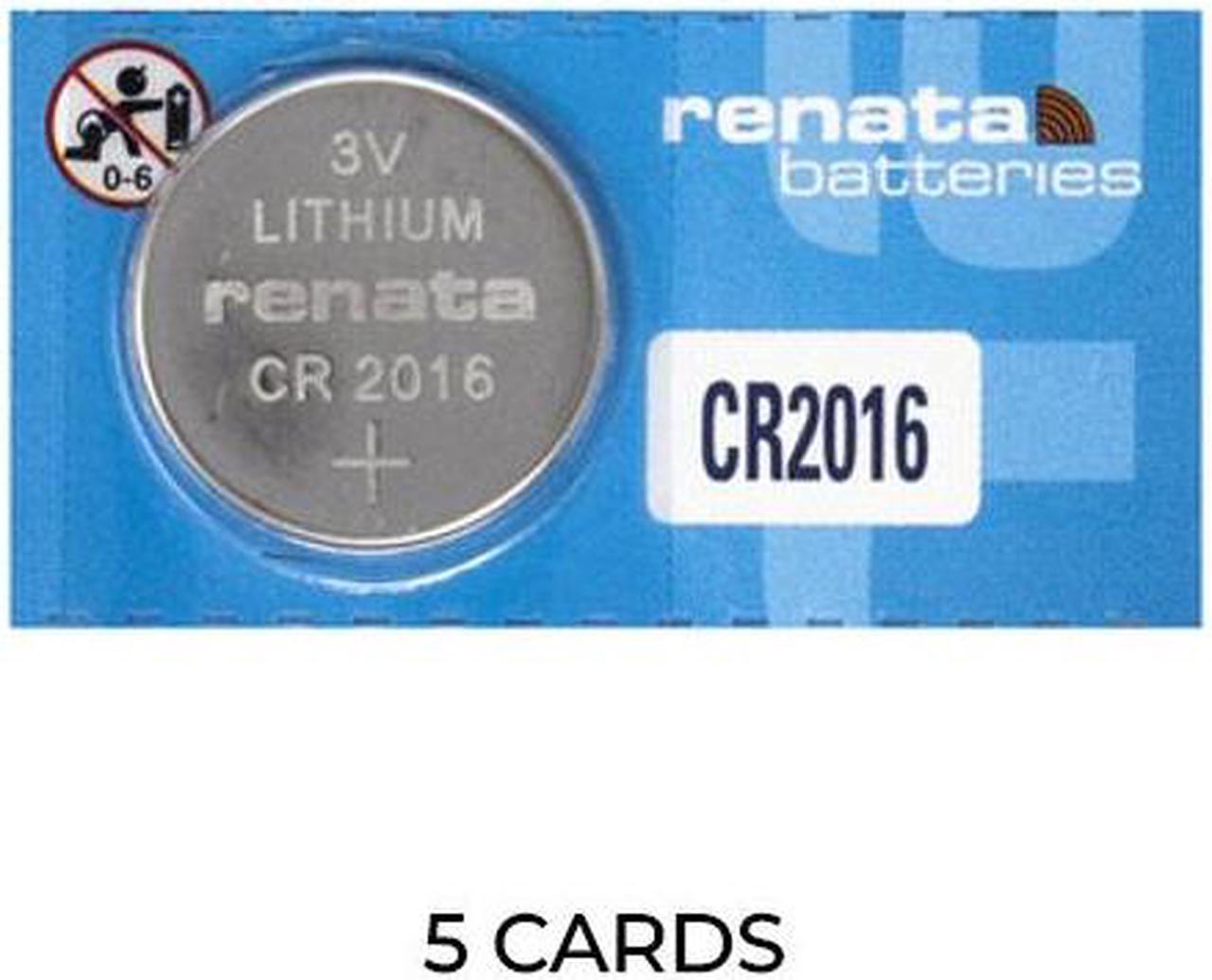 5-Pack CR2016 Renata 3 Volt Lithium Coin Cell Batteries