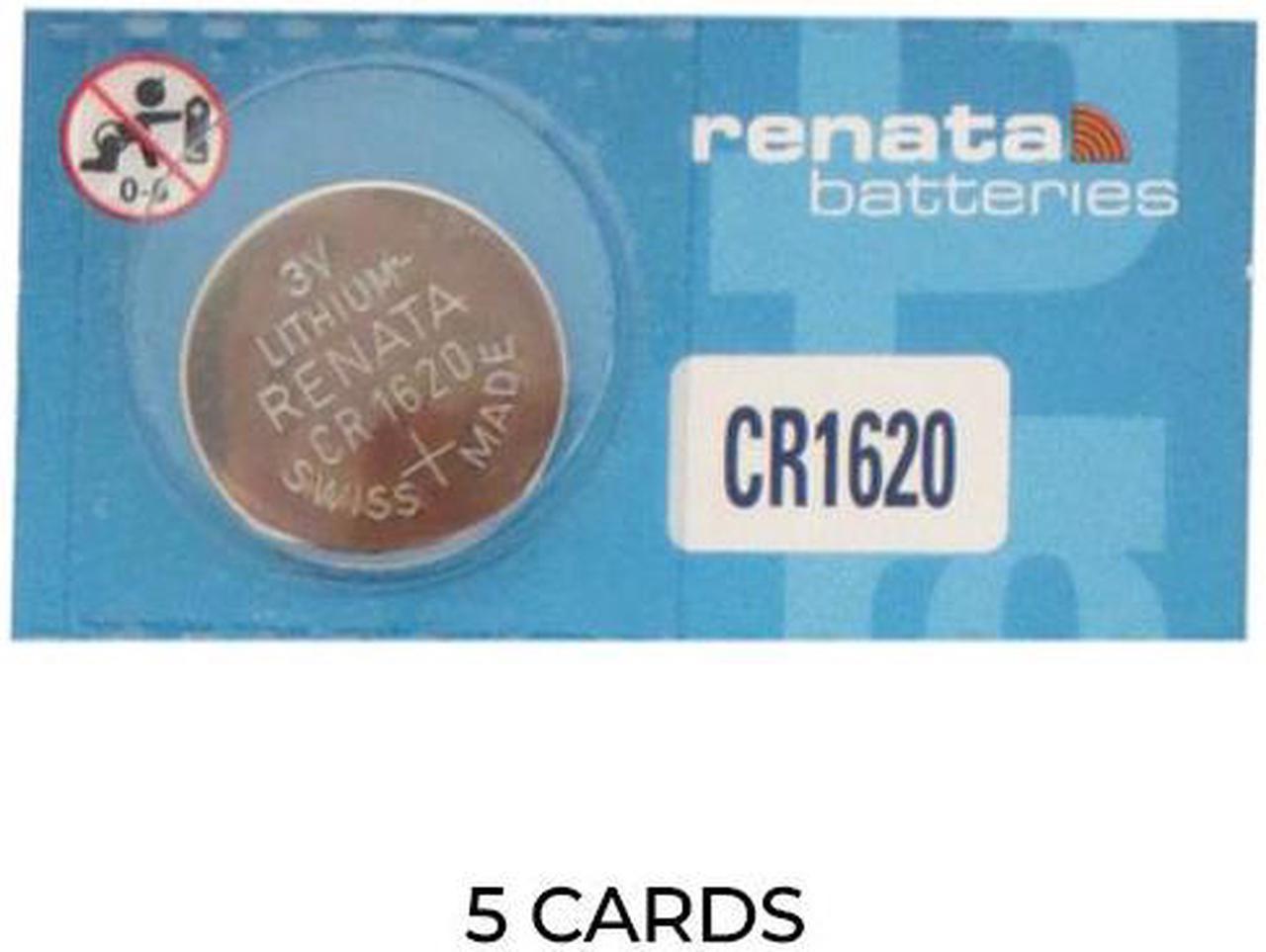 5-Pack CR1620 Renata 3 Volt Lithium Coin Cell Batteries