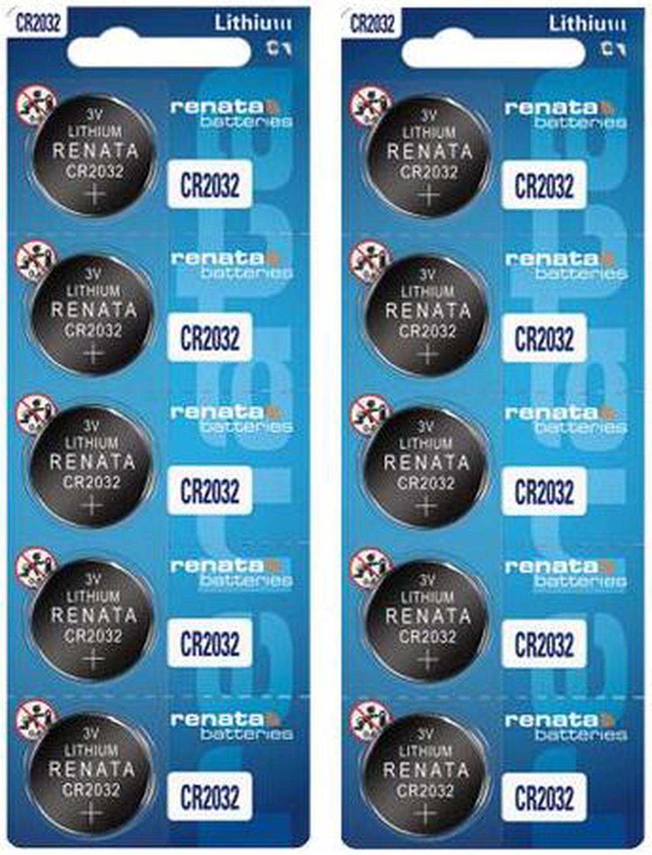 10-Pack CR2032 Renata Lithium 3 Volt Lithium Coin Cell Batteries